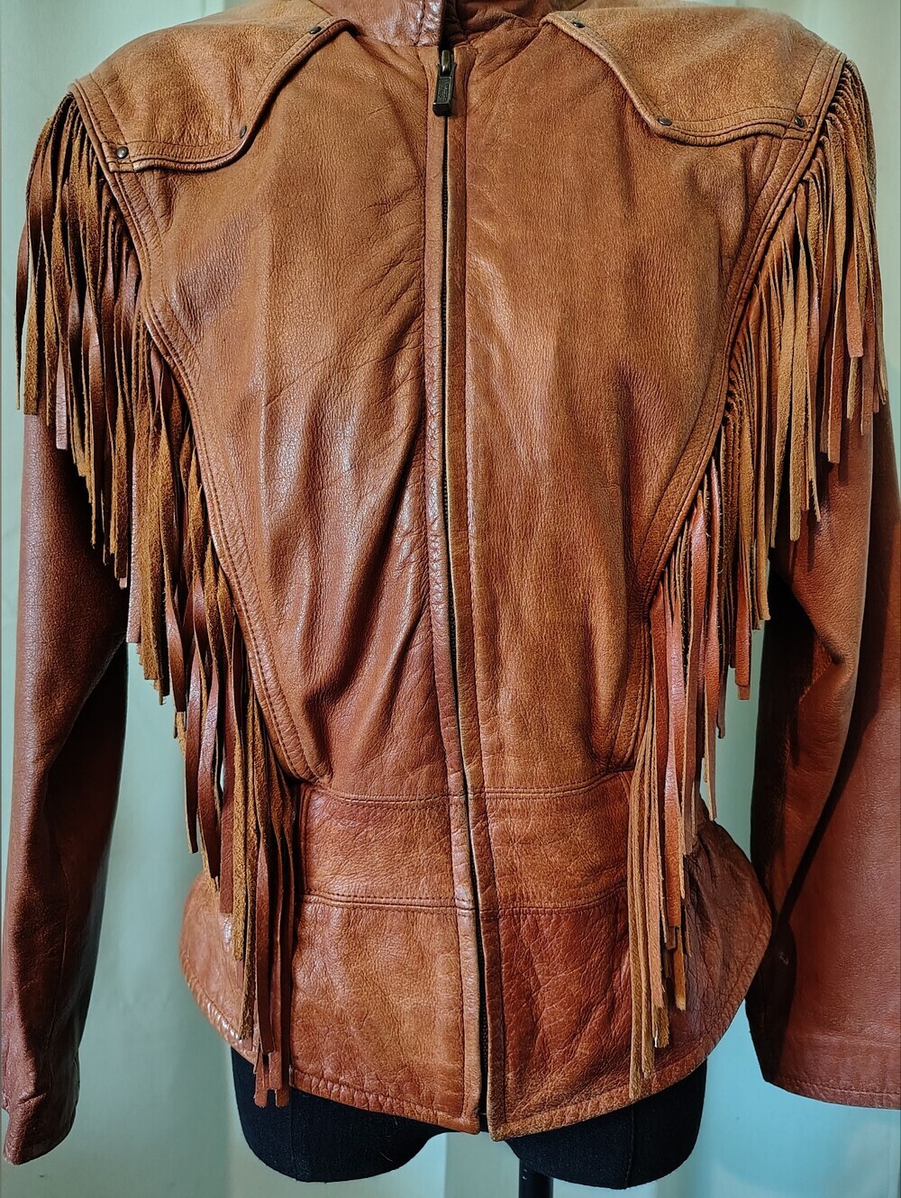 Wilsons Leather Fringe Tassel Jacket Burnt Orange Women 80s Vintage Retro Medium - Picture 5 of 16